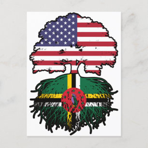 Postal Dominica Dominicana Estados Unidos bandera de raíc