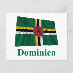 Postal Dominica ondeando bandera con nombre