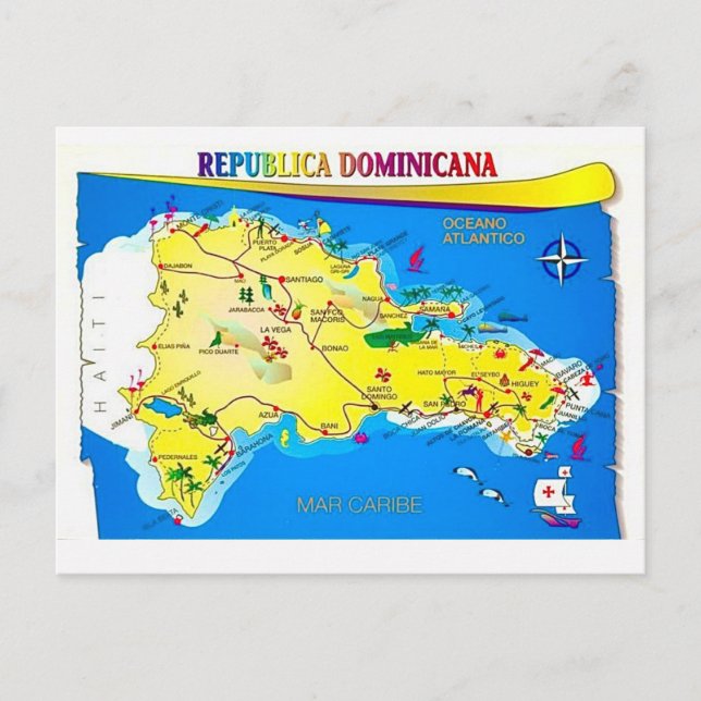 Postal Dominican Republic Map Postcard (Anverso)