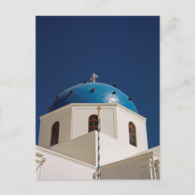 Postal Domo azul, Santorini, Grecia (Anverso)