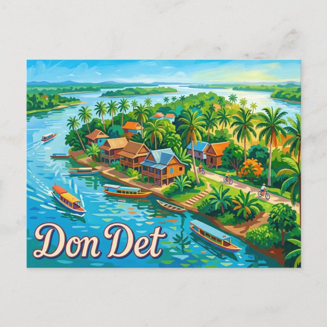Postal Don Det, Si Phan Don Laos (Anverso)