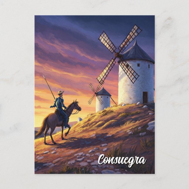 Postal Don Quijote en Consuegra España Viajes (Anverso)