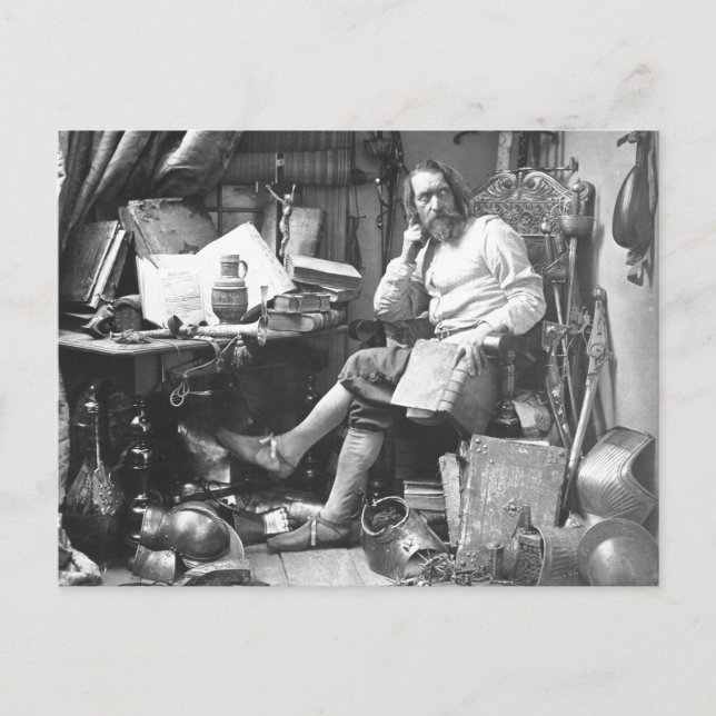 Postal Don Quijote En Su Estudio (Anverso)