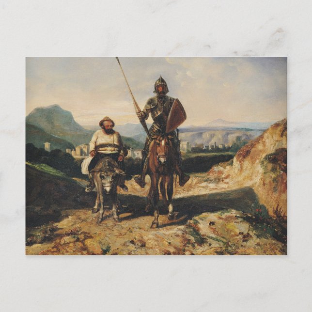 Postal Don Quijote y Sancho (Anverso)