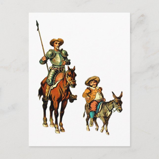Postal Don Quijote y Sancho Panza (Anverso)