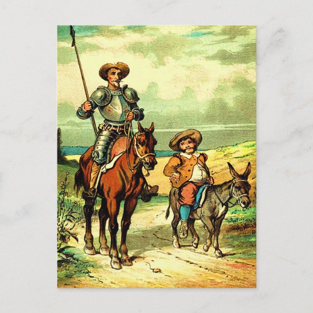 Postal Don Quijote y Sancho Panza (Anverso)