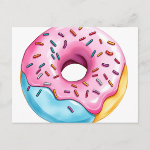 Postal Dona de acuarela con glaseado y sprinkles sobre bl