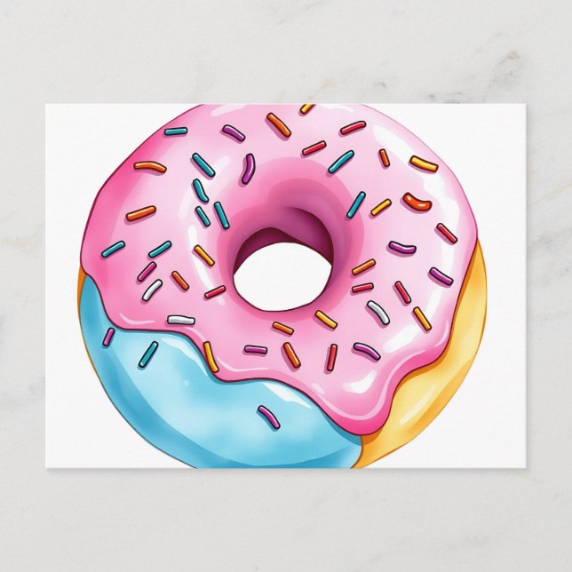 Postal Dona de acuarela con glaseado y sprinkles sobre bl (Anverso)