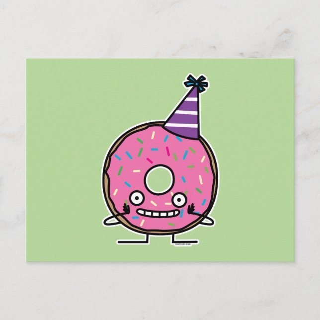 Postal Dona de cumpleaños glaseado rosa con sprinkles y s (Anverso)