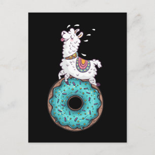 Postal Dona de Donut Llama Alpaca Divertida
