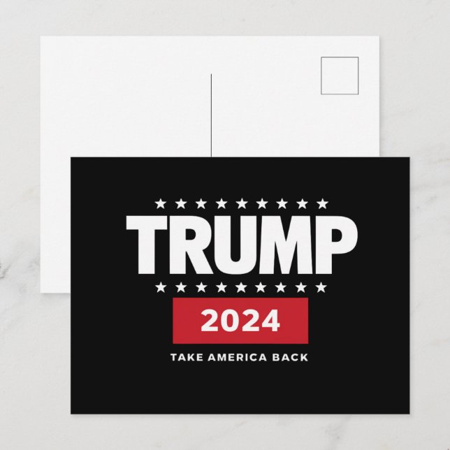 Postal Donald Trump 2024 retrotrae a Estados Unidos a las (Anverso / Reverso)