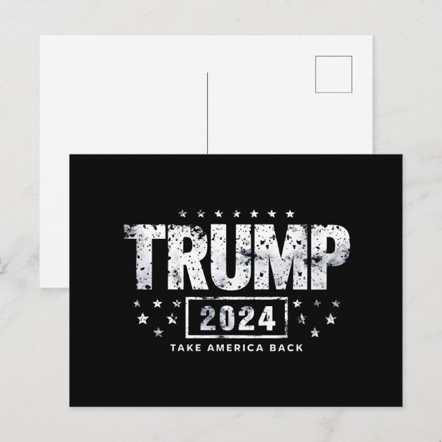 Postal Donald Trump 2024 retrotrae a Estados Unidos a las (Anverso / Reverso)