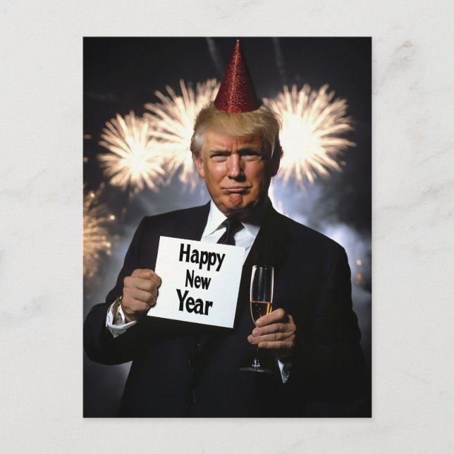 Postal Donald Trump celebra el estilo de Año Nuevo (Anverso)
