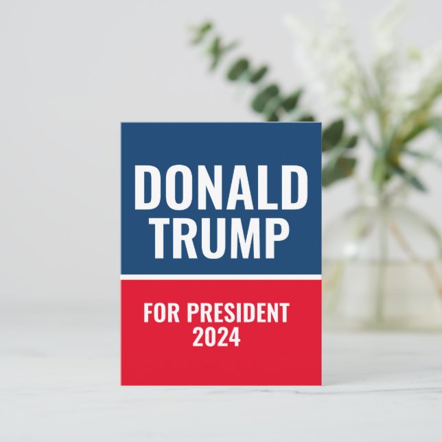 Postal Donald Trump para presidente 2024 (Anverso de pie)