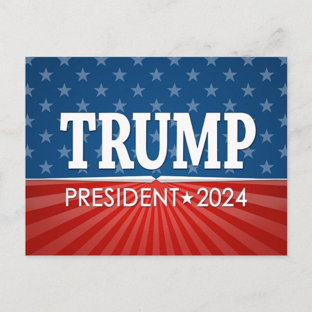 Postal Donald Trump - Presidente 2024 - estrellas y rayas (Anverso)