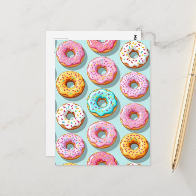 Postal Donas de crema deliciosas azules (Anverso/Reverso In Situ)