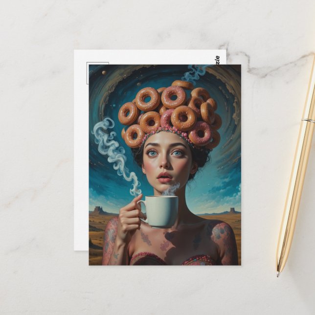 Postal Donas de desayuno surrealistas (Anverso/Reverso In Situ)