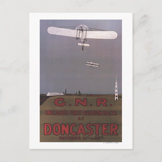 Postal Doncaster, Inglaterra - Primeras carreras de aviac (Anverso)