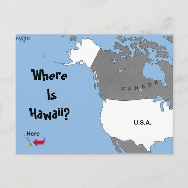 Postal ¿Dónde Está Hawaii? (Anverso)