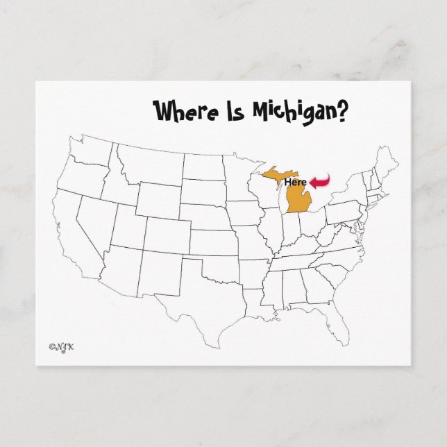 Postal ¿Dónde Está Michigan? (Anverso)