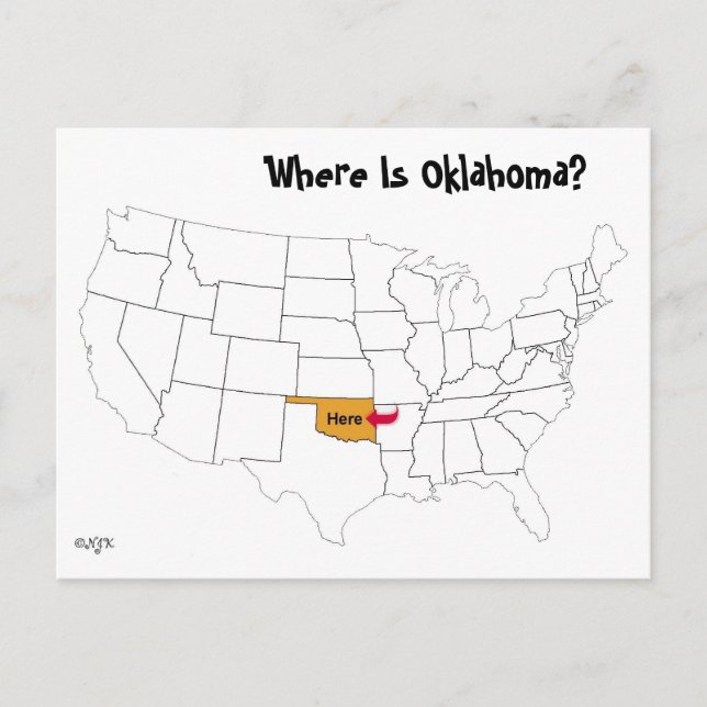 Postal ¿Dónde Está Oklahoma? (Anverso)