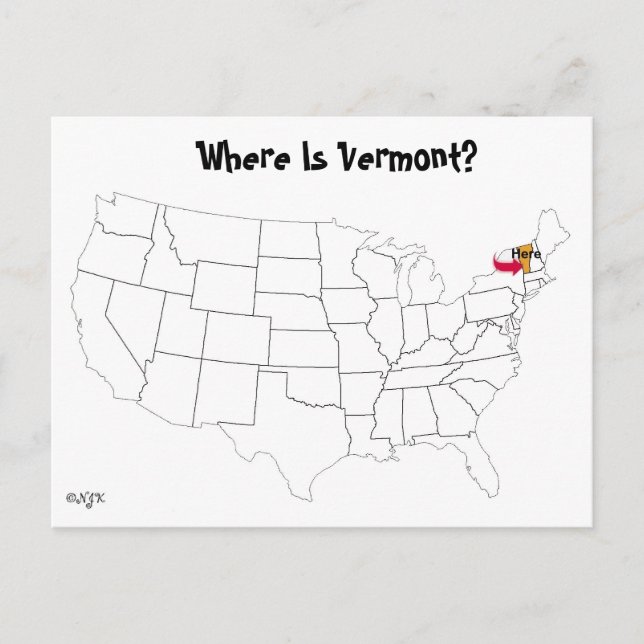 Postal ¿Dónde Está Vermont? (Anverso)