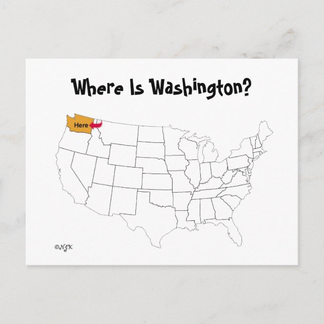 Postal ¿Dónde Está Washington? (Anverso)