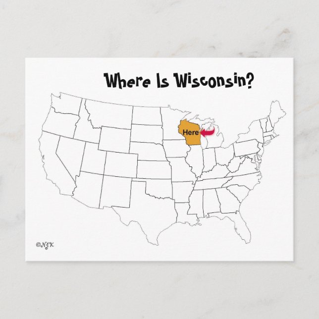 Postal ¿Dónde Está Wisconsin? (Anverso)