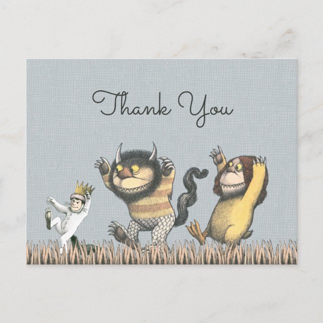 Postal Donde las cosas salvajes son cumpleaños gracias (Anverso)