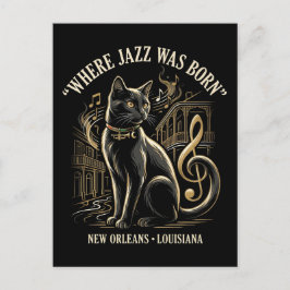 Postal Donde Nació el Jazz Patrimonio del Gato Negro de N