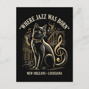 Postal Donde Nació el Jazz Patrimonio del Gato Negro de N