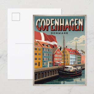 Postal Dones de casas pintorescas de Copenhague