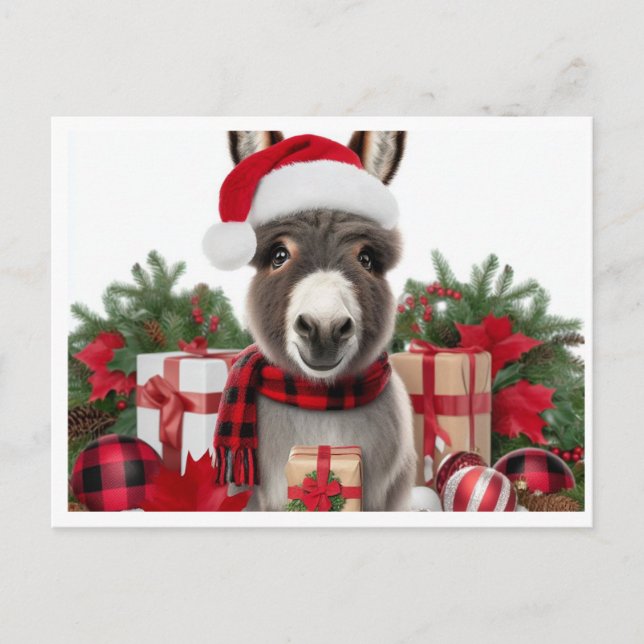 Postal Donkey Navidades festivos (Anverso)