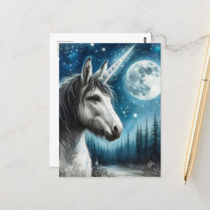 Postal Donkey Unicornio Adorable con Luna