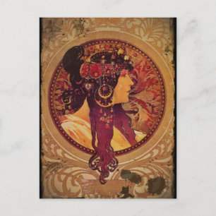 Postal Donna Orechini con pelo rojo