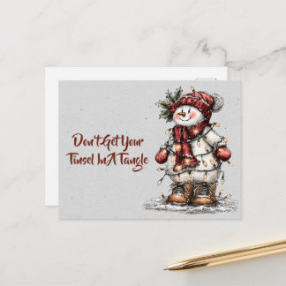 Postal Don't Get Your Tinsel In A Tangle Snowman 