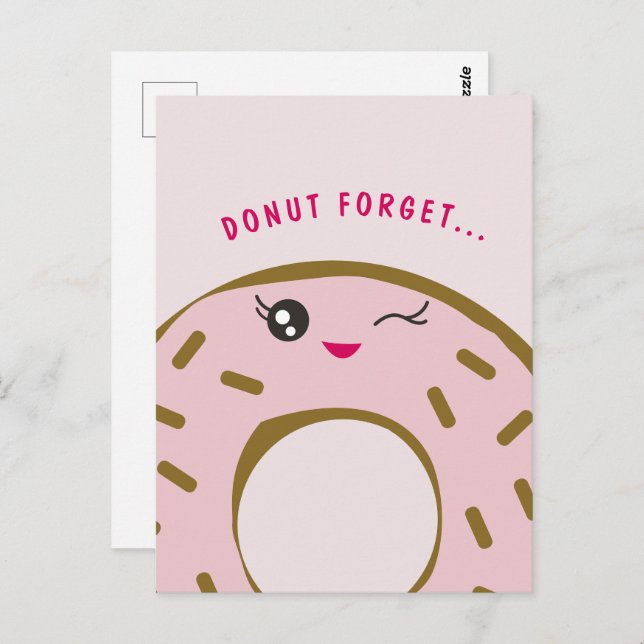Postal Donut Adorable No Olvides Que Eres Dulce Ilustraci (Anverso / Reverso)