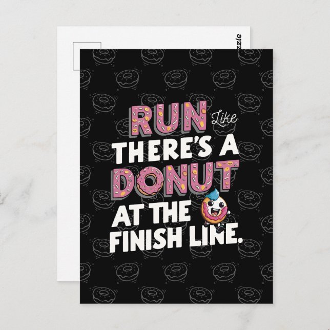 Postal Donut at the Finish Line Funny Fitness Motivation (Anverso / Reverso)