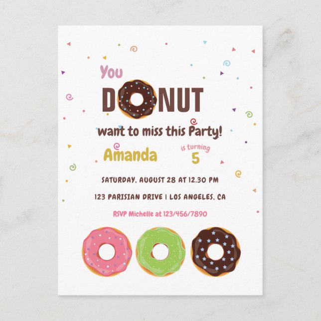 Postal Donut Birthday Party (Anverso)