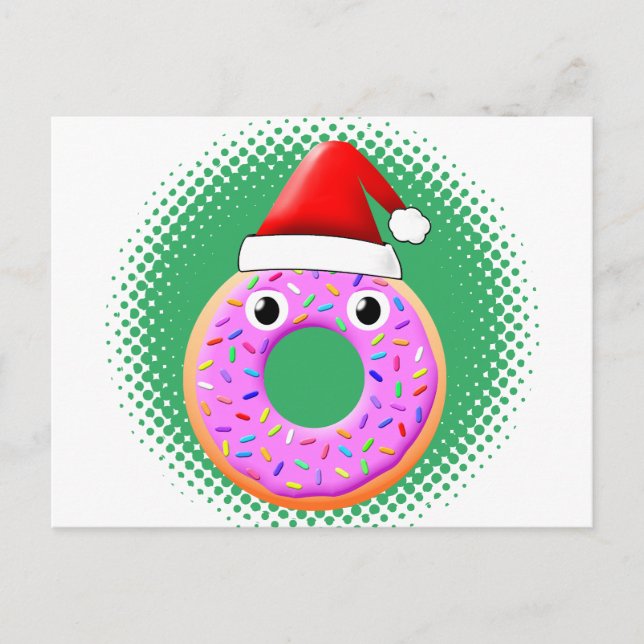 Postal Donut Con Los Ojos Y Sprinkels Gorras Dibujando (Anverso)