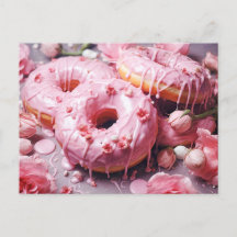 donut rosado con glaseado de azúcar, vista superio