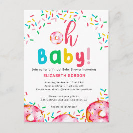 Postal Donut virtual de Baby Shower Oh bebé arcoiris colo
