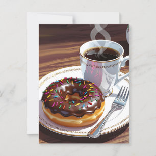 Postal Donut y café de chocolate con escarcha