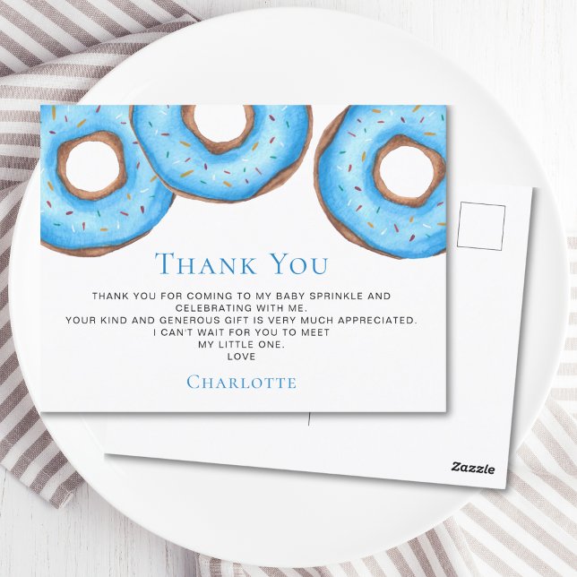 Postal Donuts Azules Bebé Sprinkle Gracias (Subido por el creador)