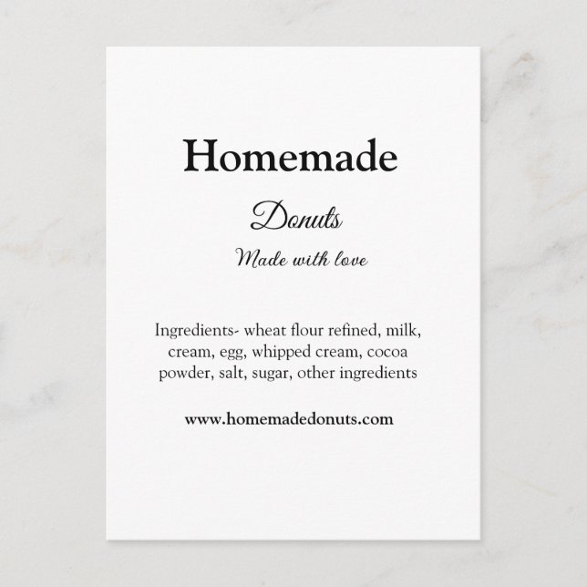 Postal Donuts caseros hechos con amor agregar sitio web d (Anverso)