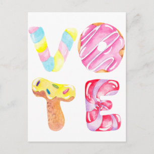 Postal Donuts divertidos y Candy Go Vote