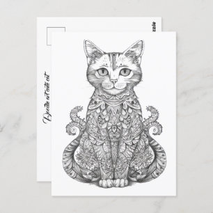 Postal Doodle art lindo gato