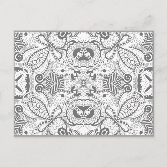 Postal Doodle cuadrado de flores (Anverso)