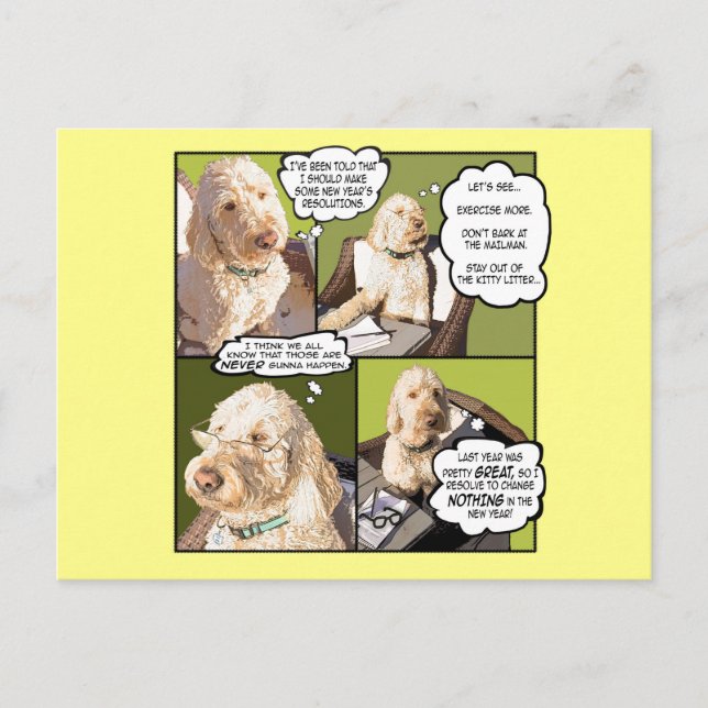 Postal Doodle Days Comics New Year Postcard (Anverso)