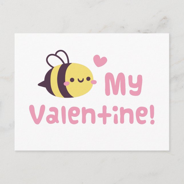 Postal Doodle De Abeja, Abeja Mi Pun De San Valentín (Anverso)